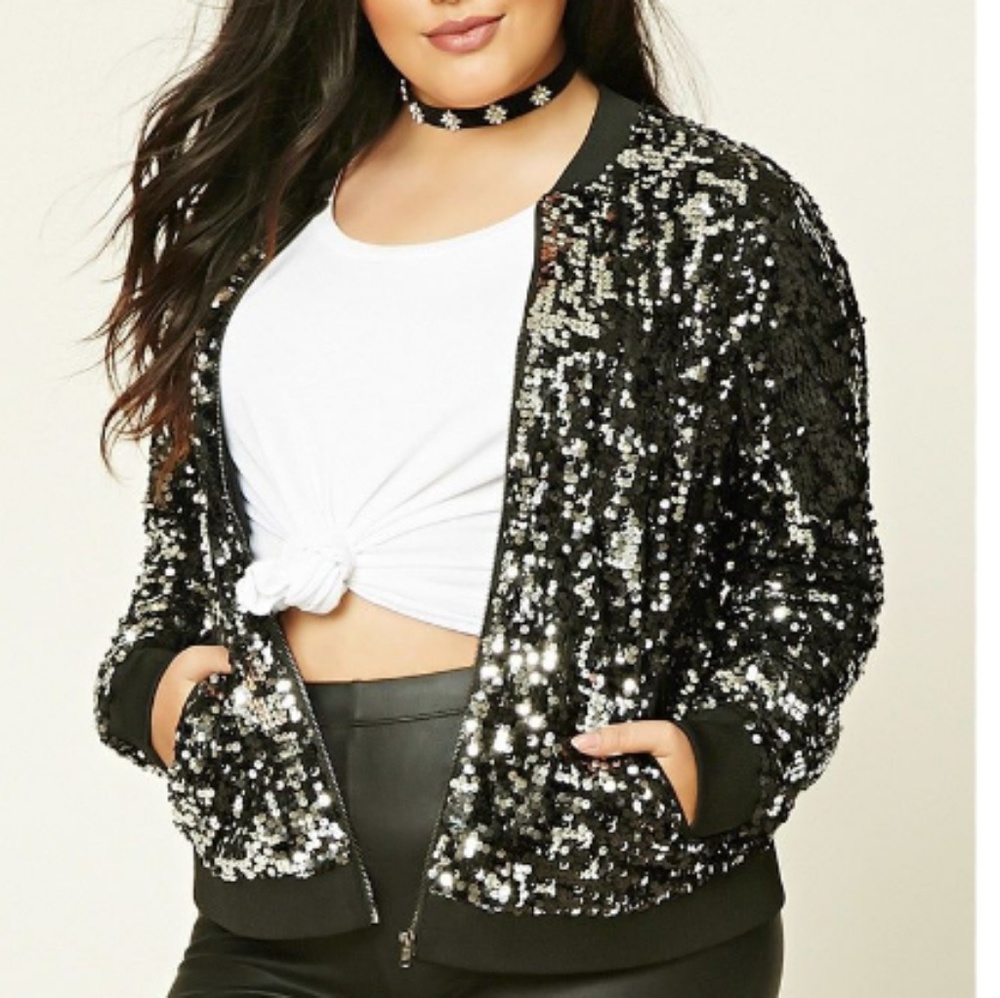 🦄 New Plus Silver & Black Sequin Jacket 🦄